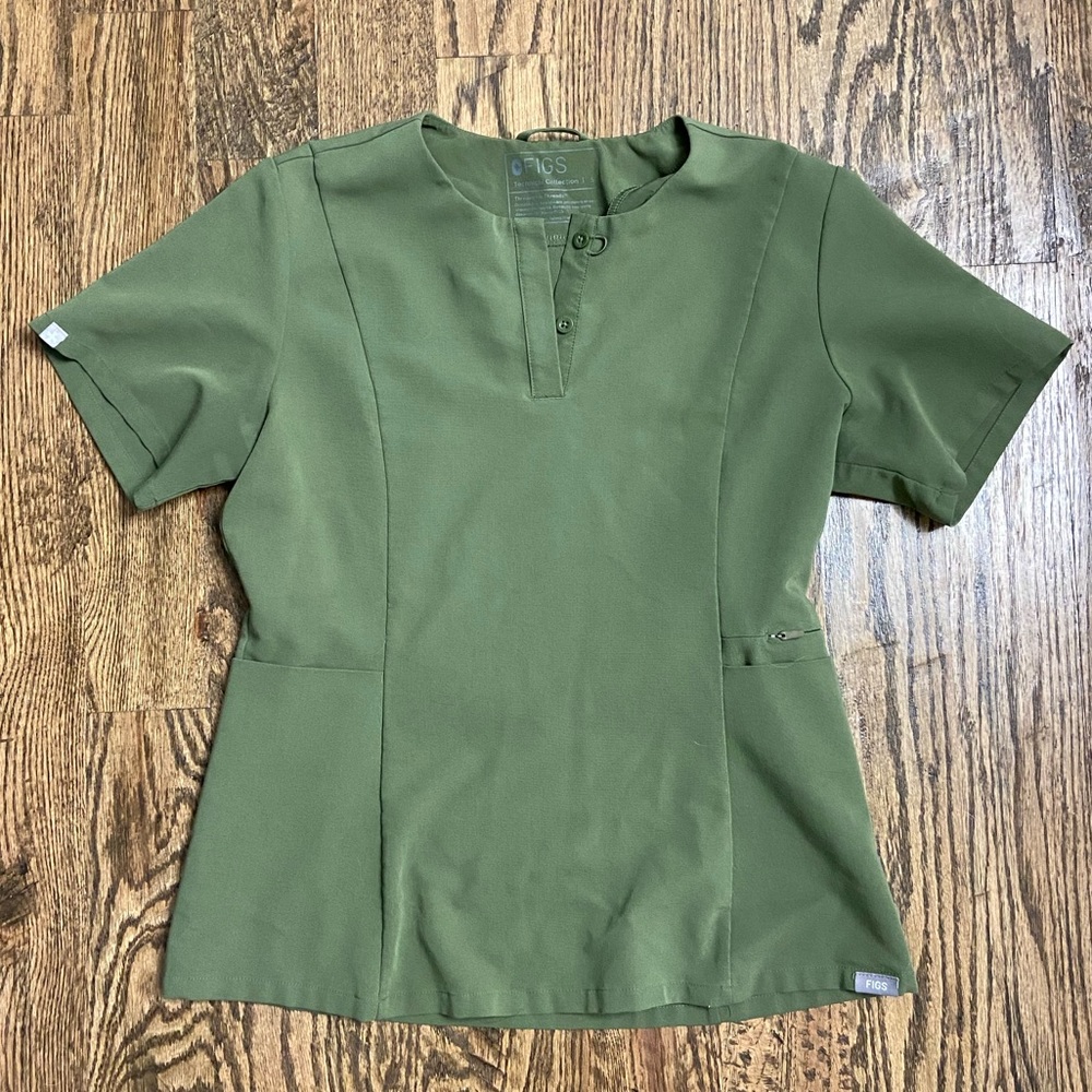 COPY - FIGS Women’s Bristol Slim Henley Dark Olive - Small